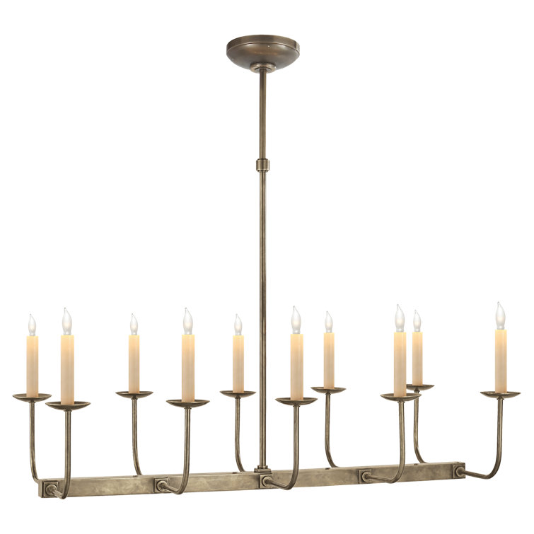 Antique Nickel Linear Candle Chandelier, 24" Height