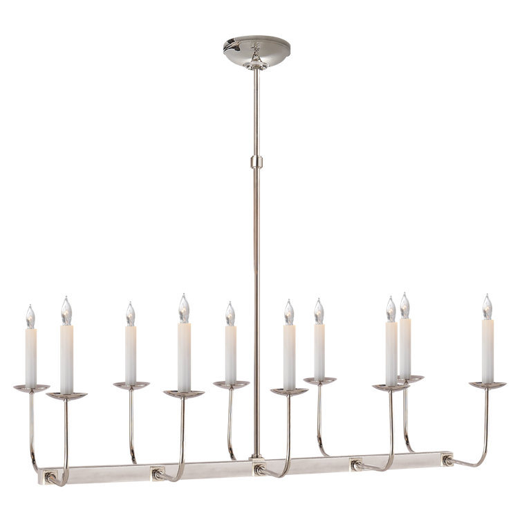 Polished Nickel Linear 10-Light Candle Chandelier