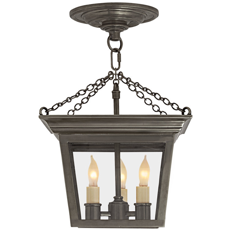Cornice Bronze 16.5" Indoor/Outdoor Brass Semi-Flush Lantern