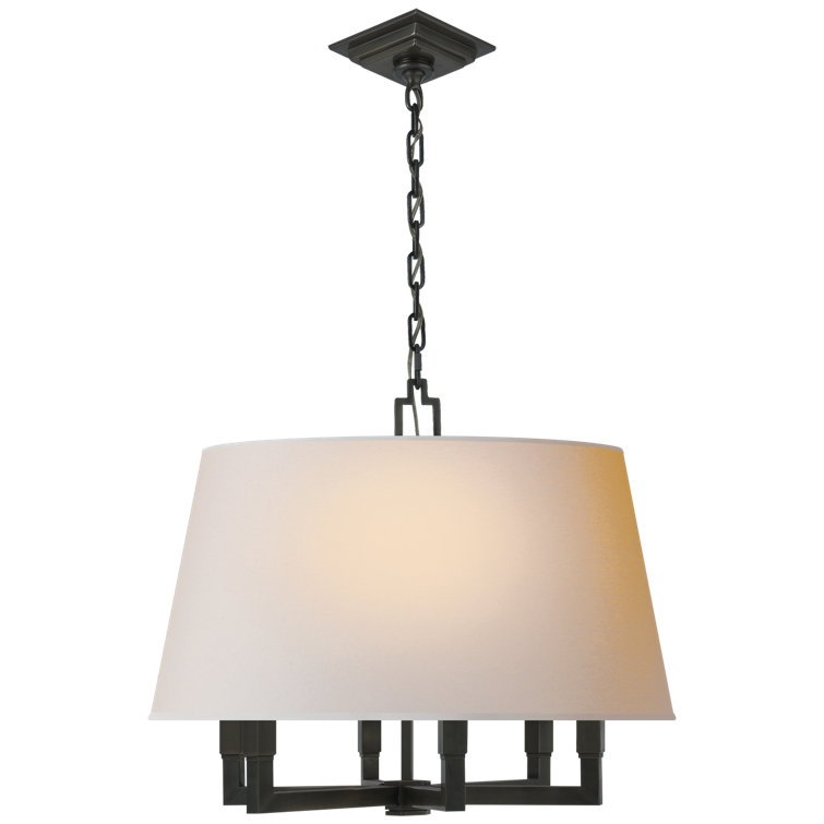 Bronze 6-Light Indoor Chandelier with Fabric Drum Shade