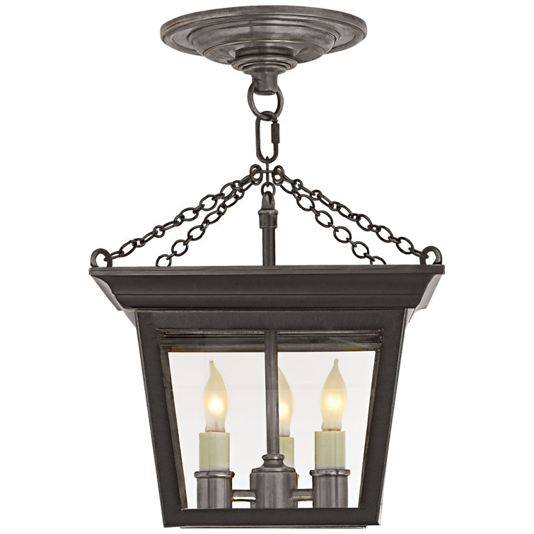 Blackened Rust Glass 3-Light Indoor/Outdoor Pendant