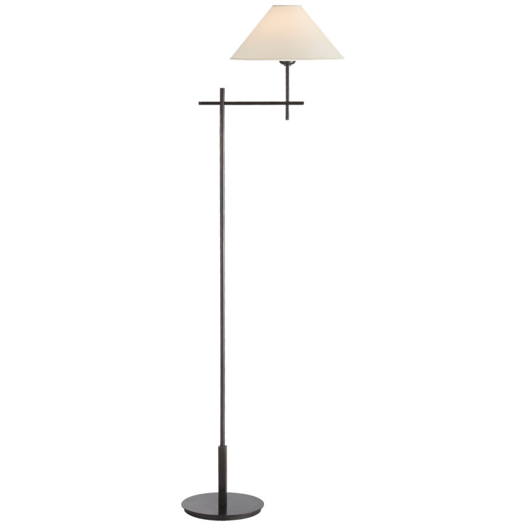 Edison Adjustable Bronze Outdoor Floor Lamp with Fabric Shade