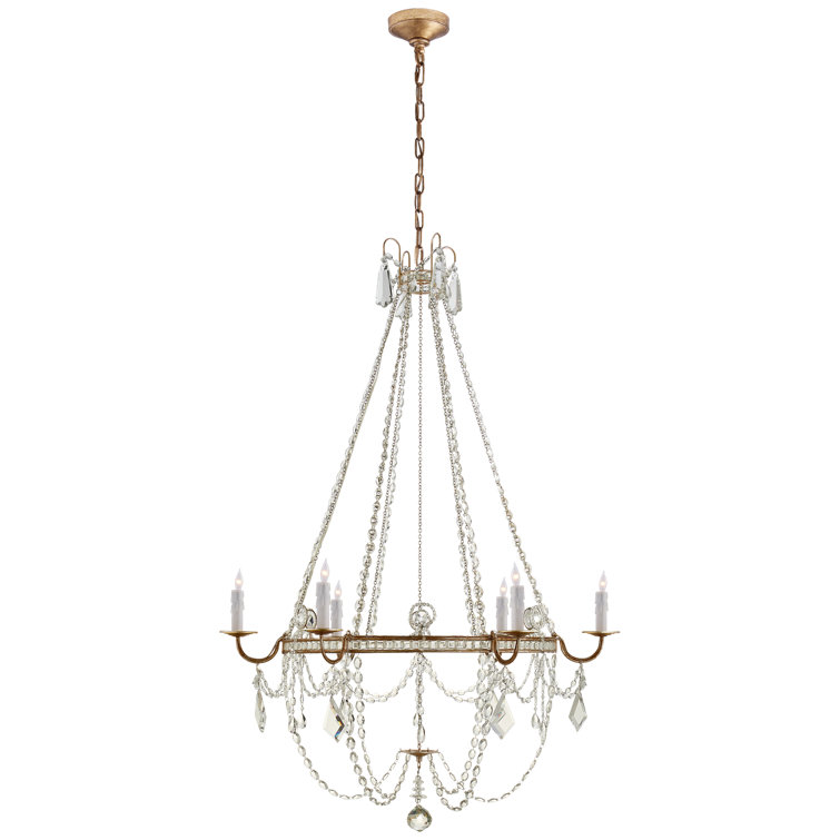 Sharon 6-Light Gilded Iron Crystal Candle Chandelier