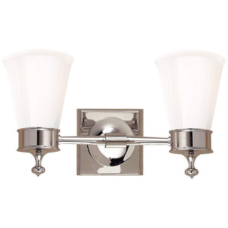 Siena Polished Nickel 2-Light Vanity Light with White Glass Shades