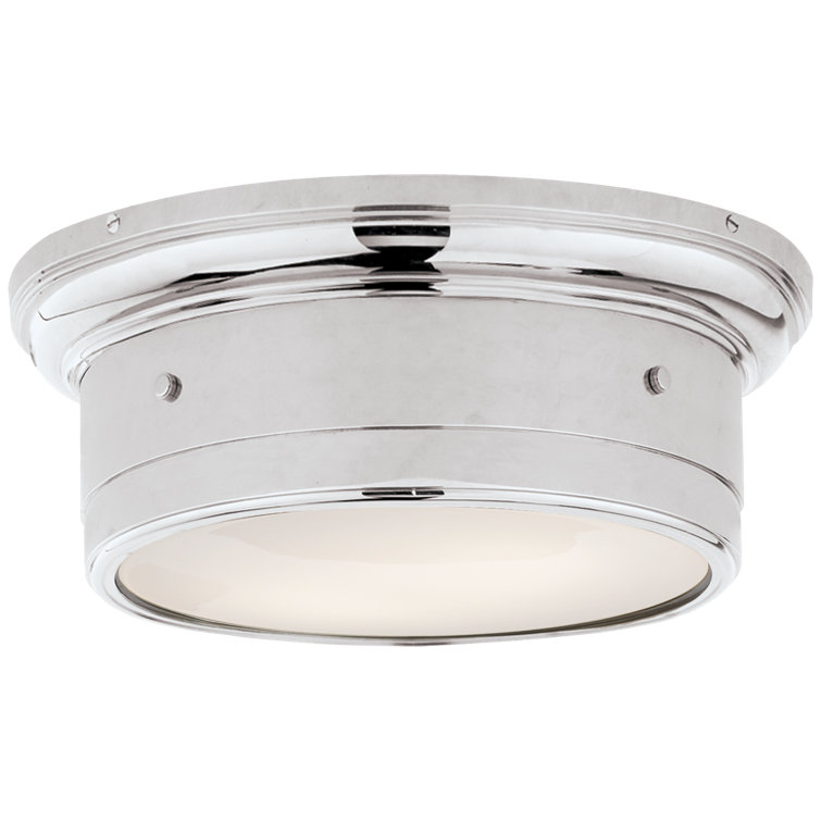 Siena Chrome Finish Riveted Round Ceiling Light with White Glass