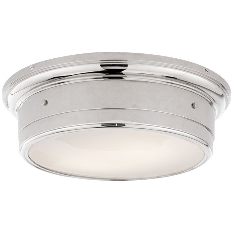 Siena Coastal Industrial 11.75" Polished Nickel & Glass Flush Mount Light