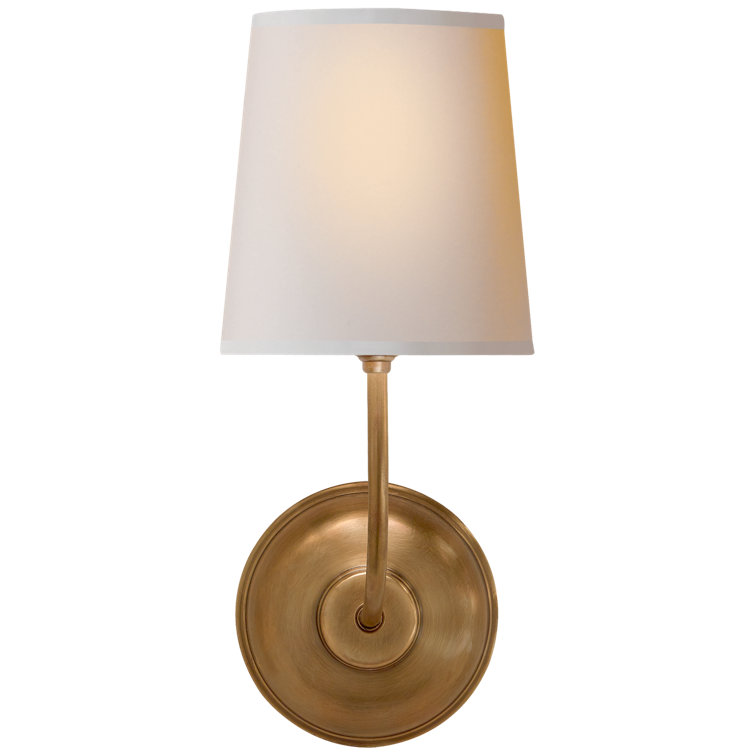 Hand-Rubbed Antique Brass and Fabric Wall Sconce