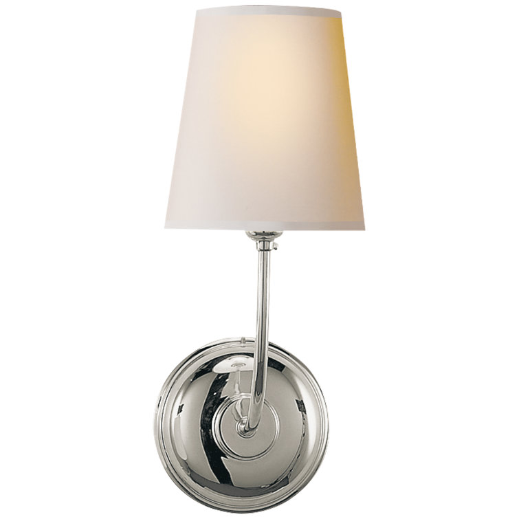 Polished Nickel Fabric Shade Dimmable Wall Sconce