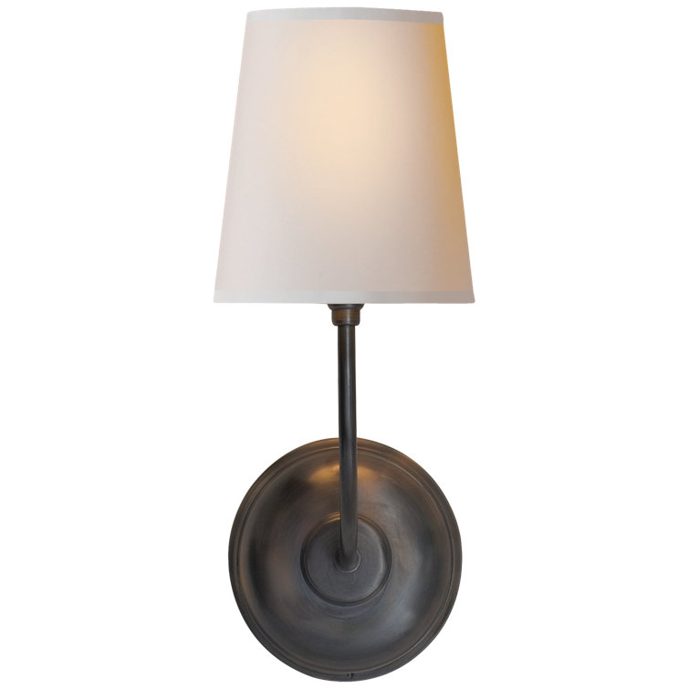 Vendome Bronze and Black Dimmable Wall Sconce with Fabric Shade