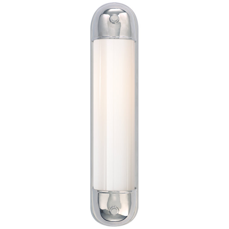 Chrome 21.75" Outdoor Dimmable Wall Sconce with White Glass Shade