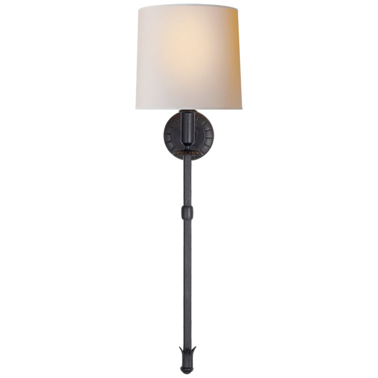 Aged Iron 30" Dimmable Wall Sconce with Shade
