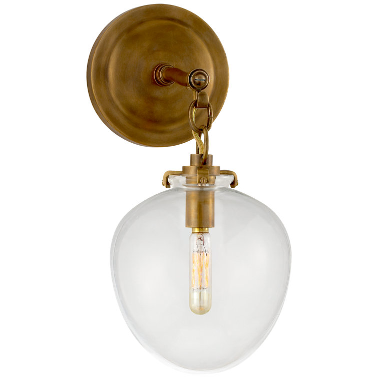 Hand-Rubbed Antique Brass and Clear Glass Outdoor Wall Sconce