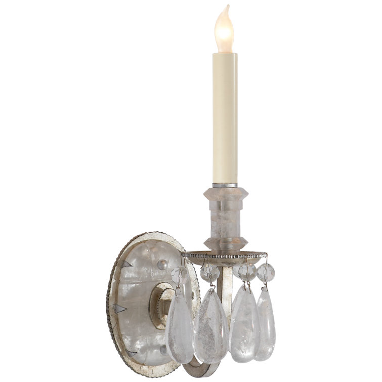 Elizabeth Dimmable Silver Leaf 16.75" Crystal Accented Sconce