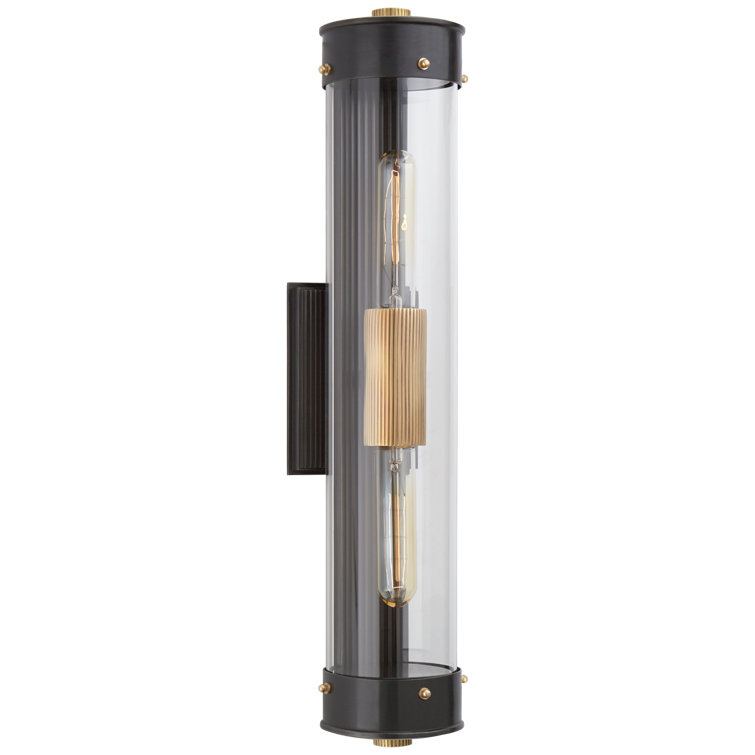 Marais Industrial Outdoor 21" Brass & Bronze Bath Sconce