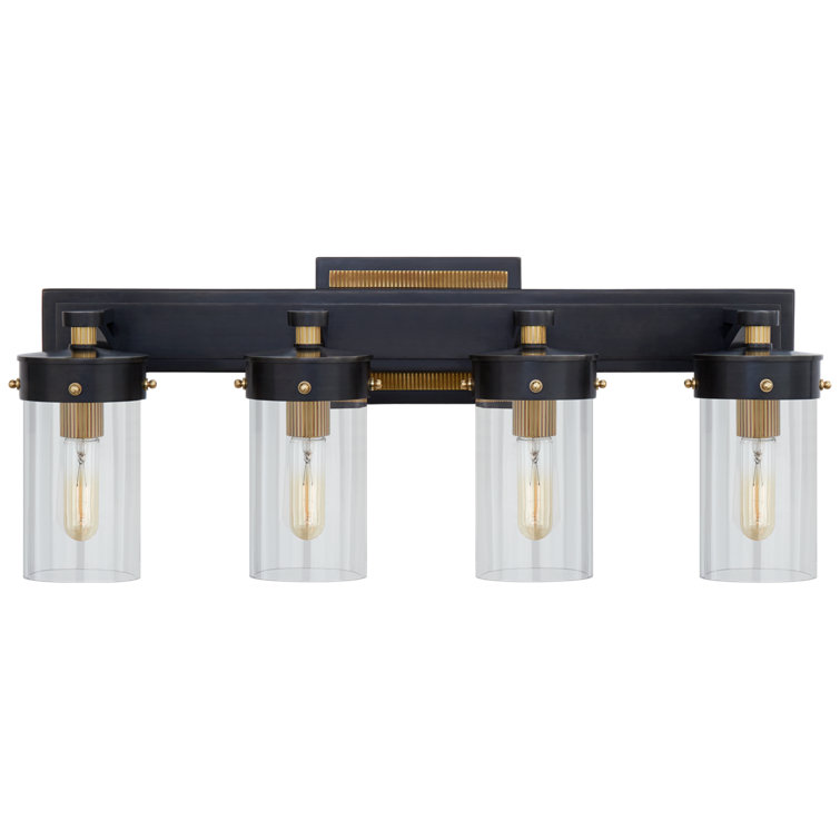 Bronze and Brass 8" Outdoor Vanity Light with Clear Glass