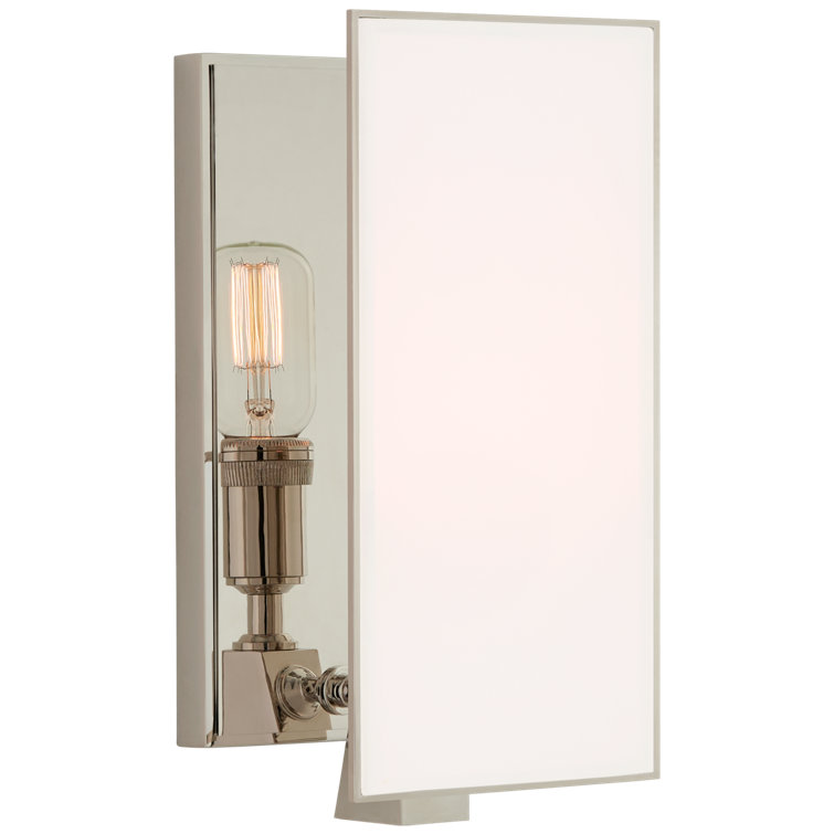 Polished Nickel Rectangular Sconce with White Diffuser