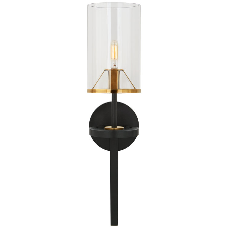 Vivier Hand-Rubbed Brass & Black Iron Wall Sconce, 22" Height