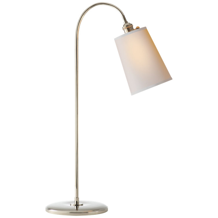 Adjustable Gilded Iron Desk Lamp with Fabric Shade