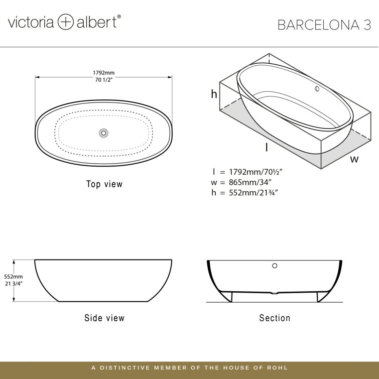 Barcelona 71" x 34" Freestanding Soaking Bathtub With Void