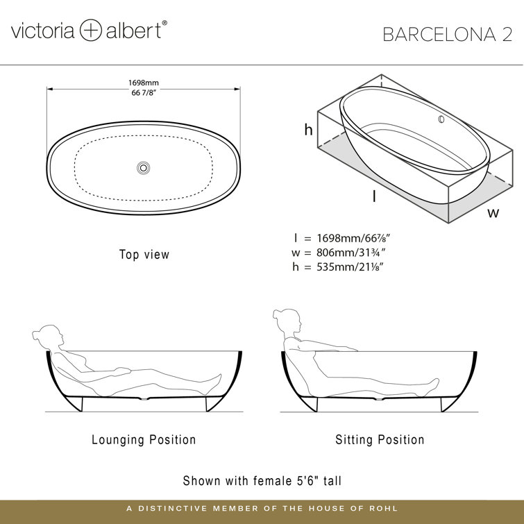 Barcelona 67" Matte White Volcanic Limestone Freestanding Soaking Bathtub