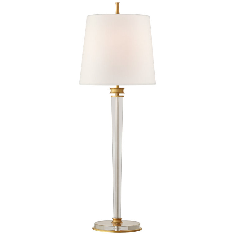 Antique Brass and Crystal Buffet Table Lamp