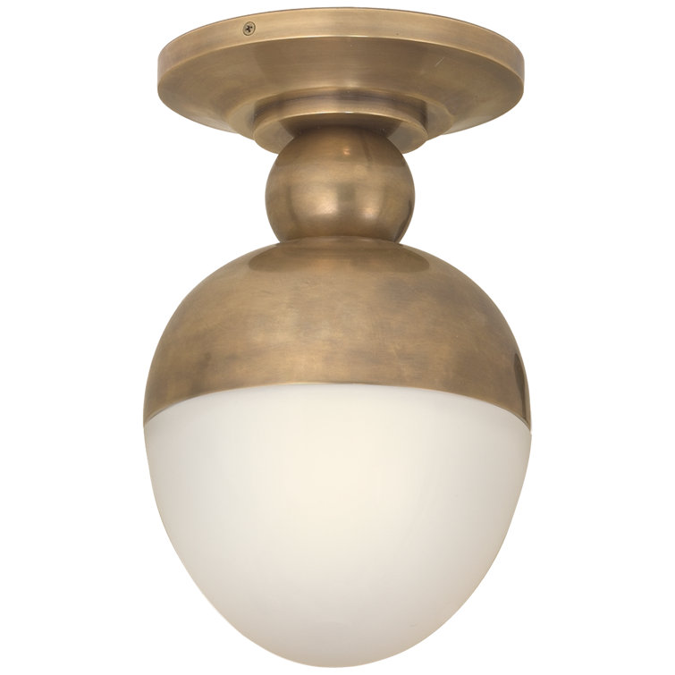 Hand-Rubbed Antique Brass and Glass Flush Mount Light