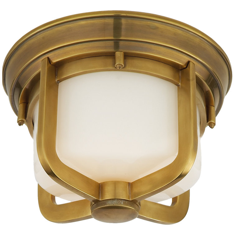 Milton Hand-Rubbed Antique Brass Glass Flush Mount Light