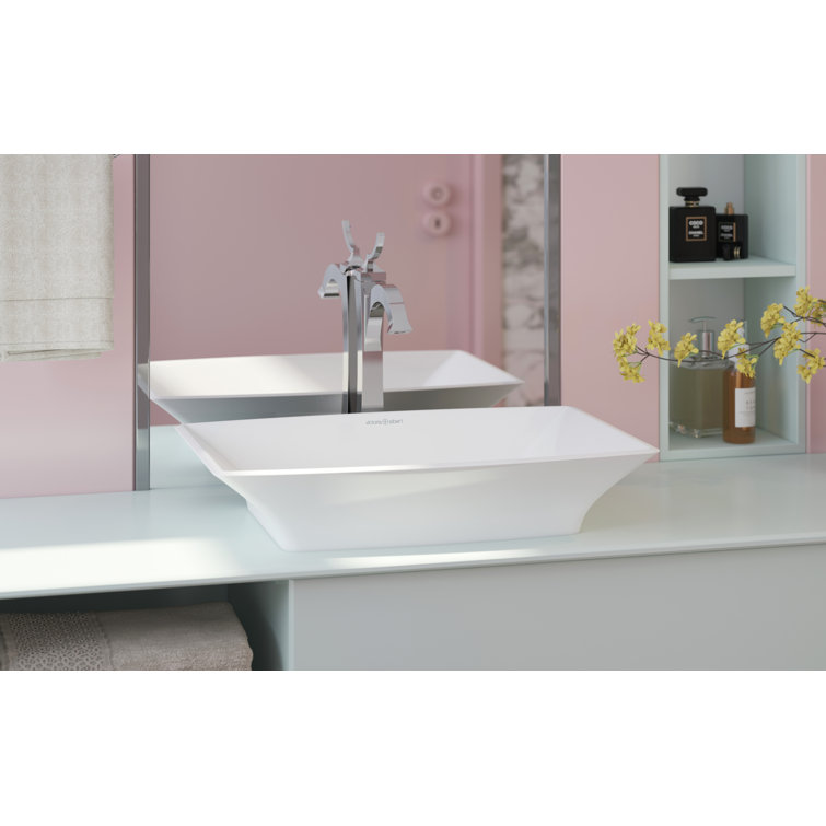 Ravello 24" White Stone Rectangular Vessel Sink