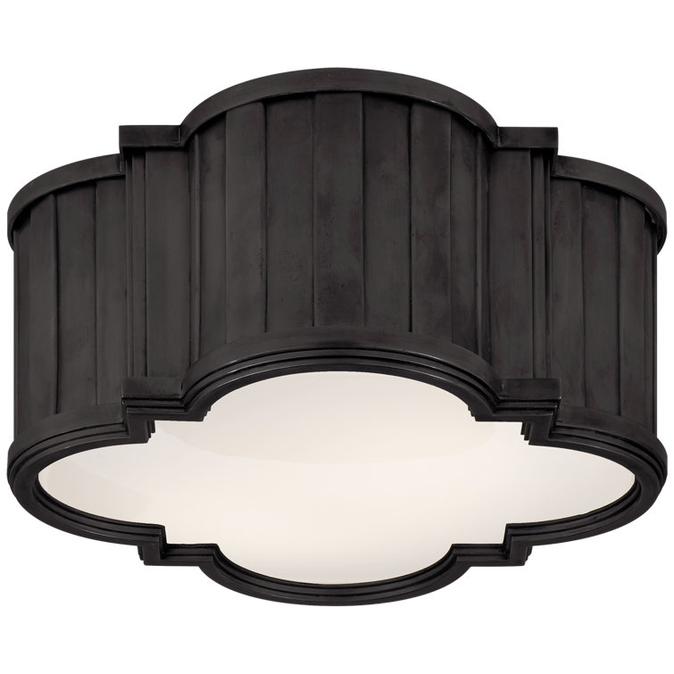 Tilden Quatrefoil 11.25" Bronze Glass Flush Mount Light