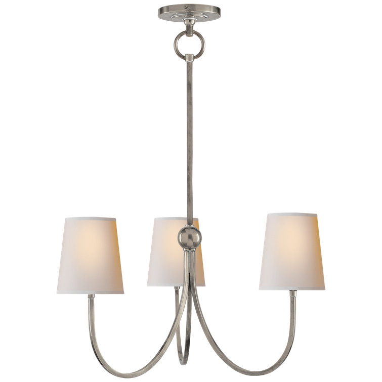 Antique Nickel 3-Light Mini Chandelier with Paper Shades