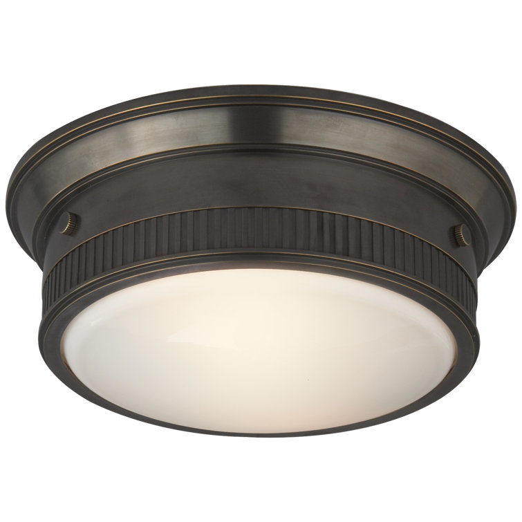 Calliope Marine Bronze Flush Mount with White Glass