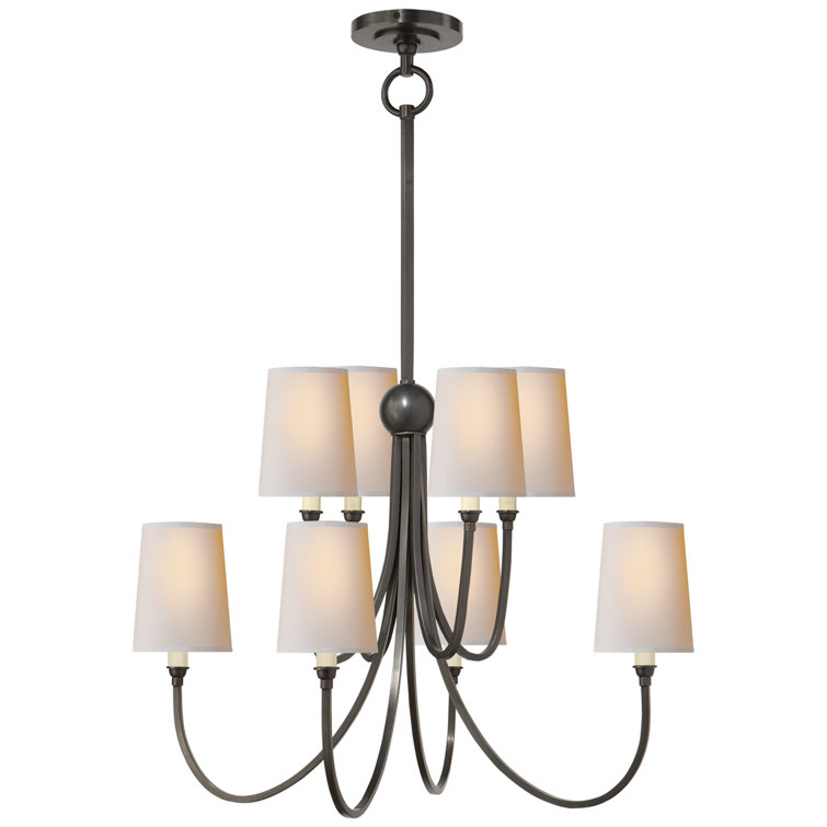 Bronze 8-Light Chandelier with Paper Shades