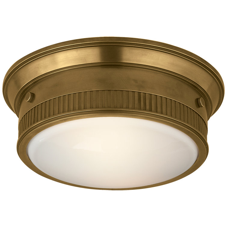 Hand-Rubbed Antique Brass and Glass Flush Mount Light