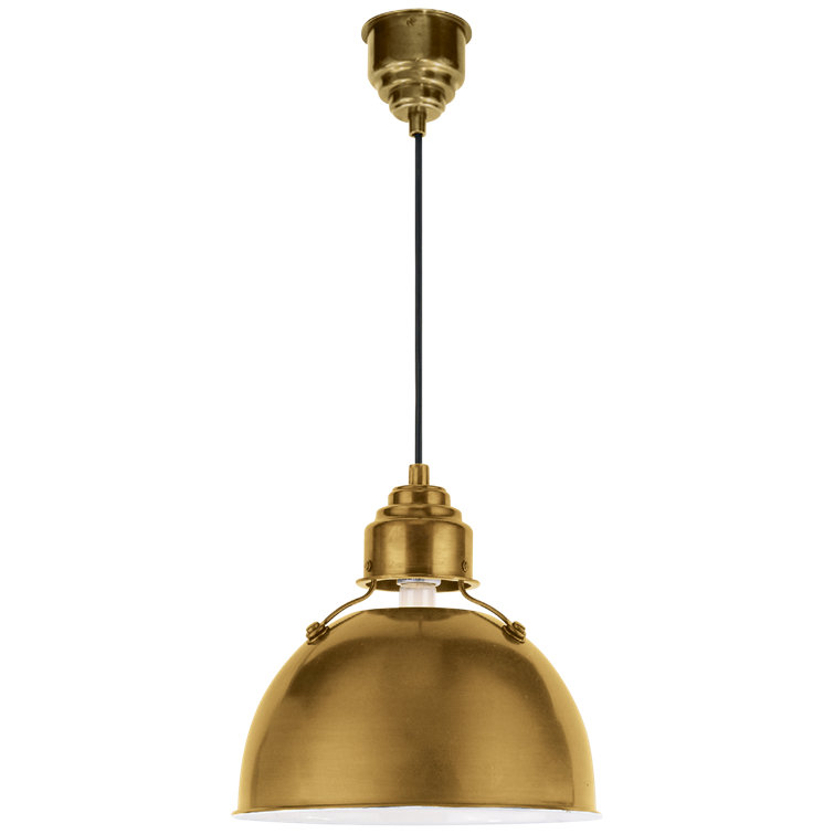 Eugene Hand-Rubbed Antique Brass 15" Indoor/Outdoor Bowl Pendant