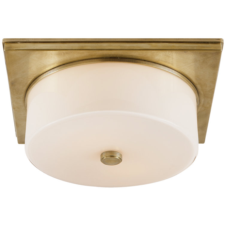 Newhouse Classic White Glass & Antique Brass Flush Mount Light