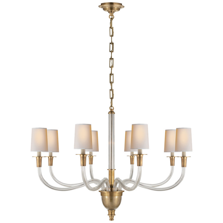 Vivian Hand-Rubbed Antique Brass 8-Light Chandelier with Fabric Shades