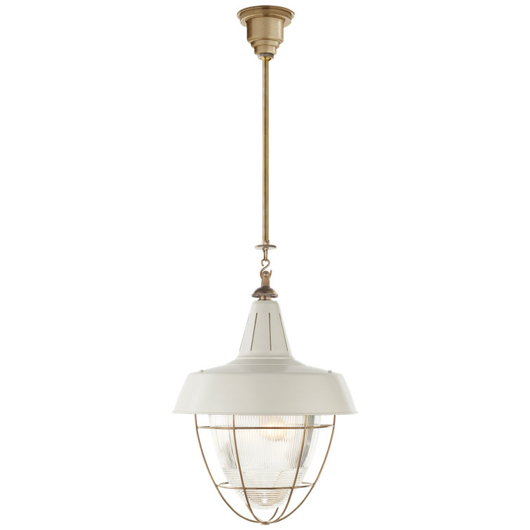 Henry 24" Prismatic Glass & Antique Brass Industrial Pendant