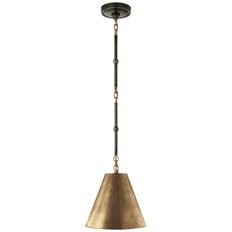 Goodman Petite 12" Bronze & Antique Brass Industrial Pendant Light