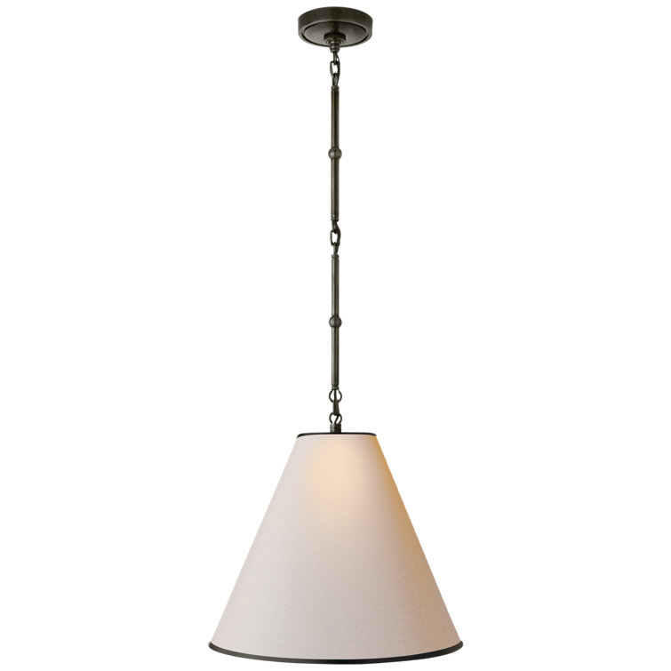 Goodman Antique Brass and Fabric Drum Pendant Light