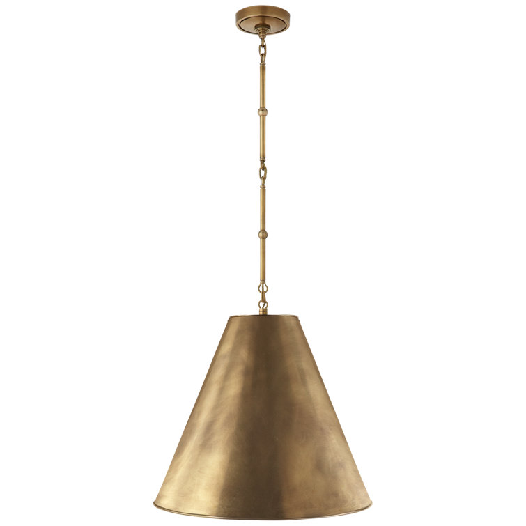 Antique Brass 17" Indoor Pendant Light with Crystal Accents