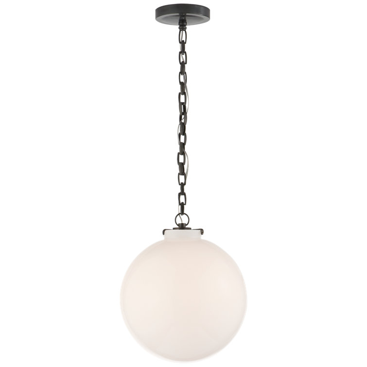 Katie Bronze Globe Pendant with White Glass Shade
