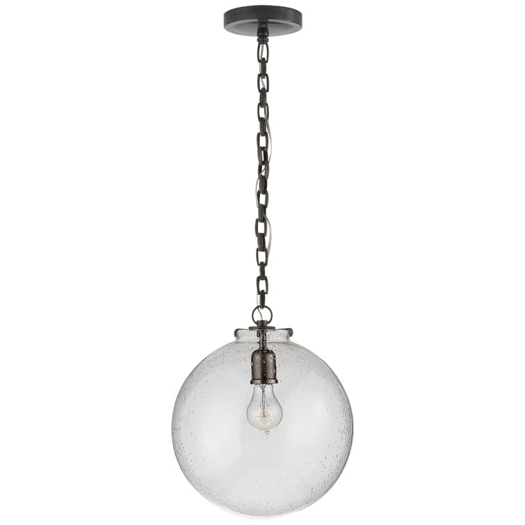 Bronze Seeded Glass Globe Pendant Light