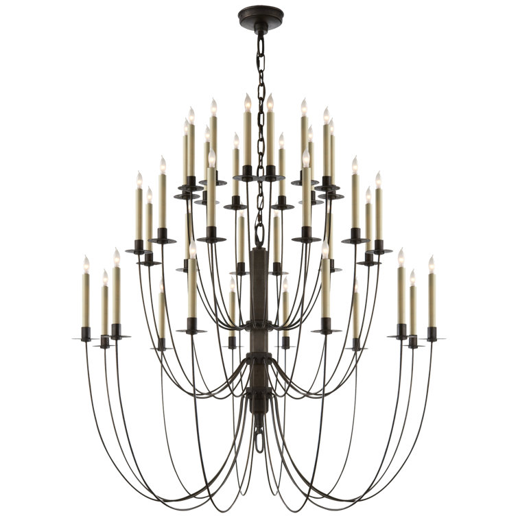 Aged Iron Crystal Candle 38.75" Chandelier