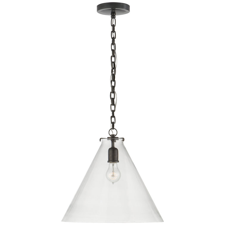 Katie Conical 14.75" Bronze Pendant with Clear Glass Shade