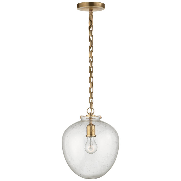 Elegant Acorn Glass Globe Pendant in Hand-Rubbed Antique Brass