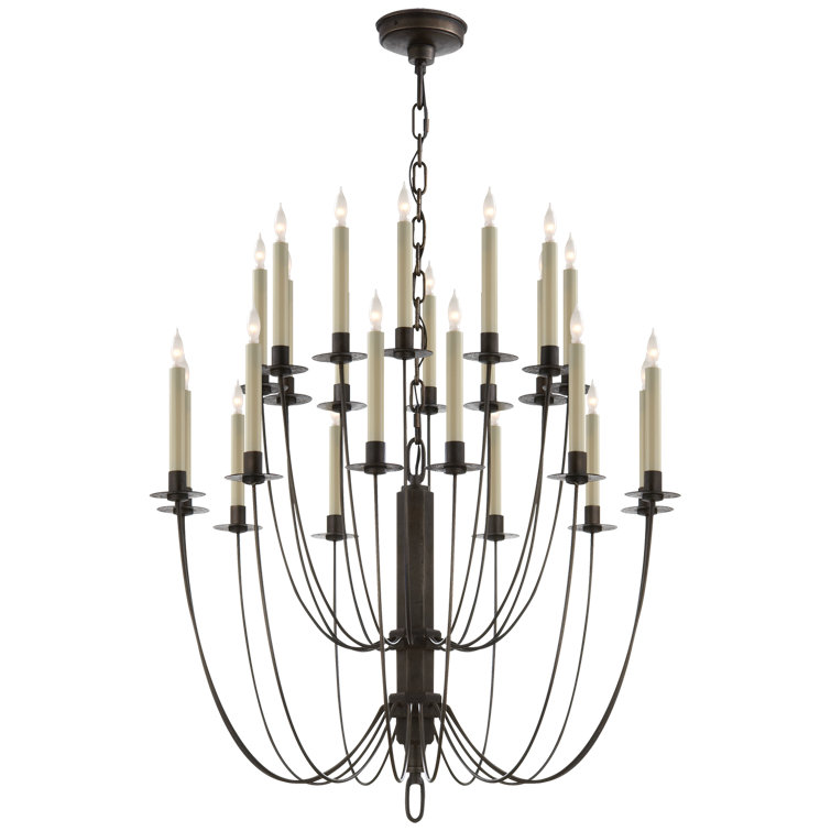 Erika Aged Iron 24-Light Two-Tier Crystal Chandelier