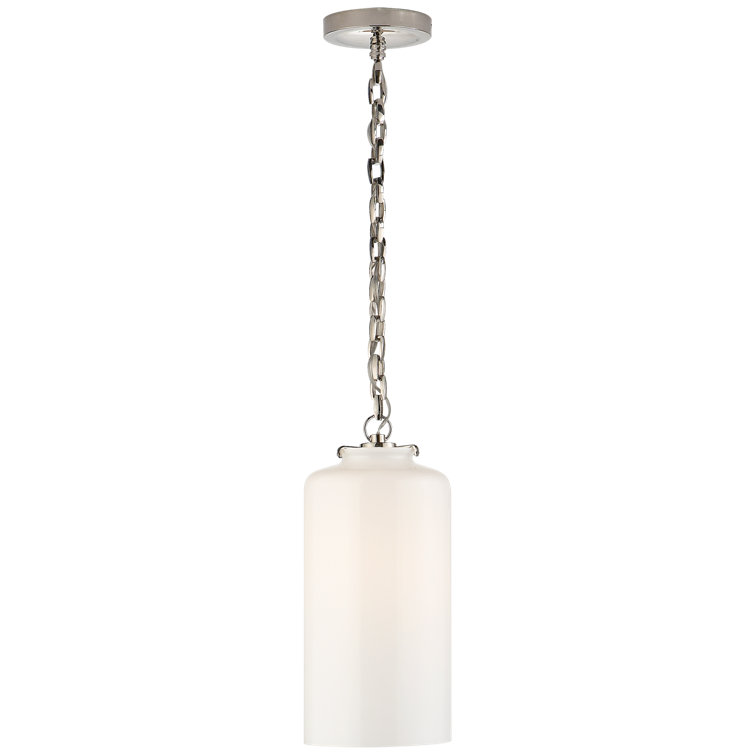 Katie Polished Nickel 15.75" Tall Cylinder Pendant with Glass Shade