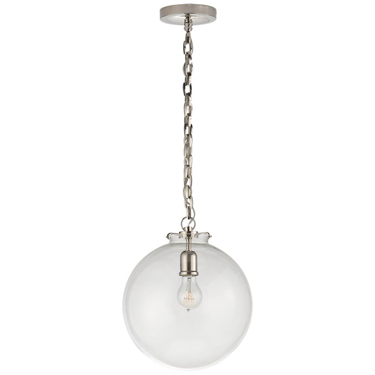 Katie 14" Polished Nickel Glass Globe Pendant Light