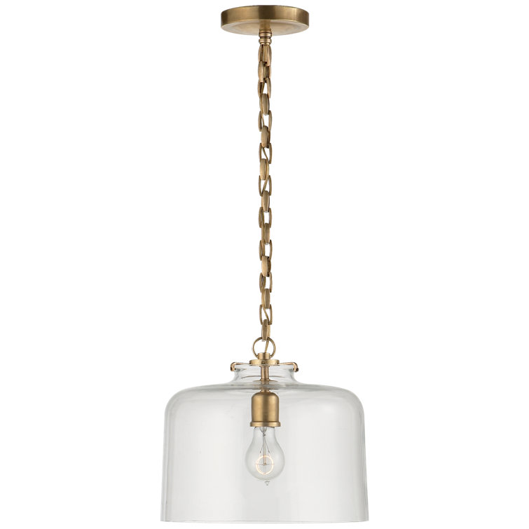 Clear Glass and Brass Vintage Drum Pendant Light