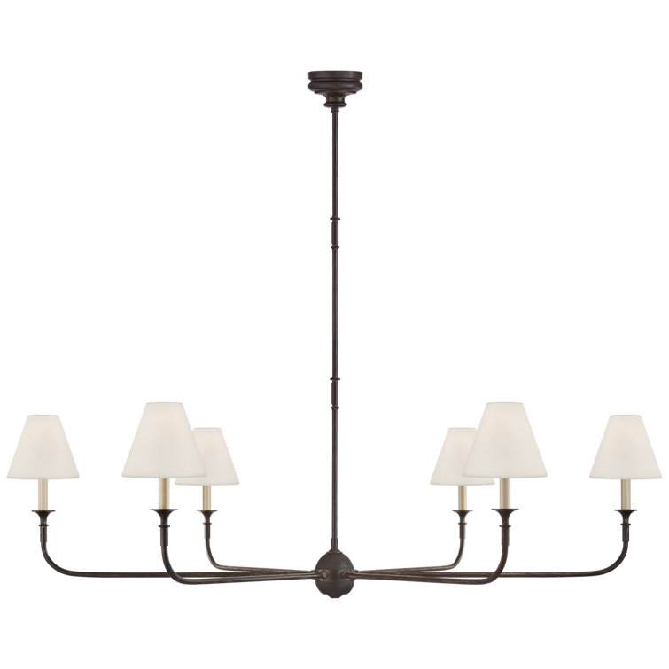 Aged Iron and Crystal 6-Light Candle Chandelier